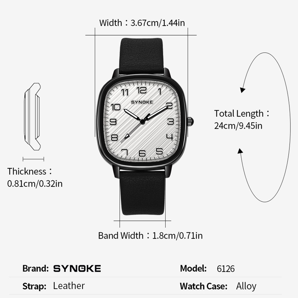 Часы для мужчин SYNOKE, корпус – обзор и цена Leather Watch Band Men