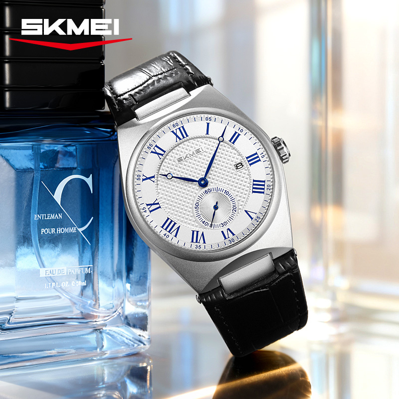 SKMEI 9390 Элегантные мужские  – обзор и цена Leather Watch Band Men