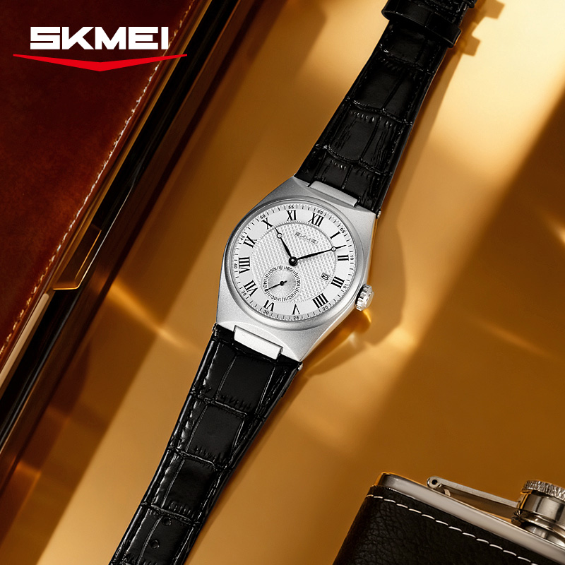 SKMEI 9390 Элегантные мужские  – обзор и цена Leather Watch Band Men