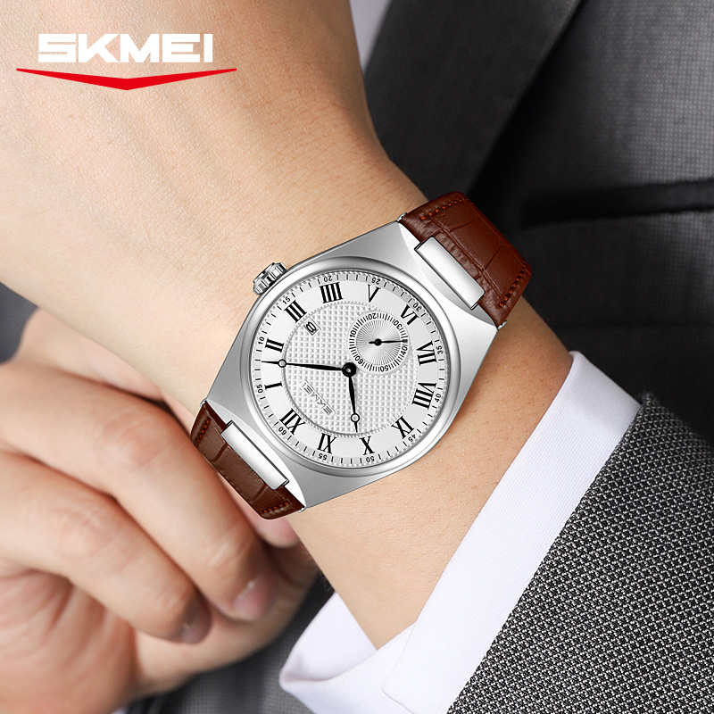 SKMEI 9390 Элегантные мужские  – обзор и цена Leather Watch Band Men